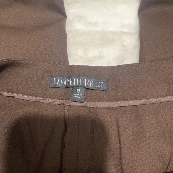 Lafayette 148 Brown Sz 10 Pleated Wool Blend Ankle Length Office Slacks - Picture 9 of 12